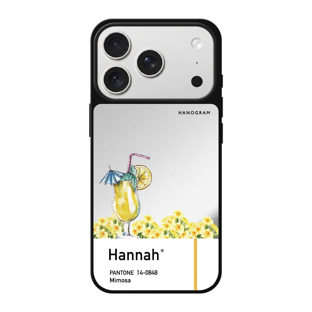 Mimosa I personalized name yellow flower floral iPhone 18 Pro Max mirror case