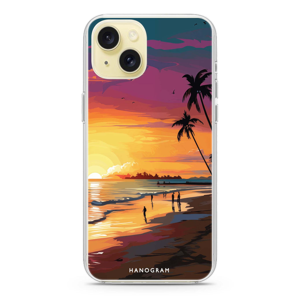 Sunset Glow iPhone 15 Plus MagSafe Compatible Ultra Clear Case
