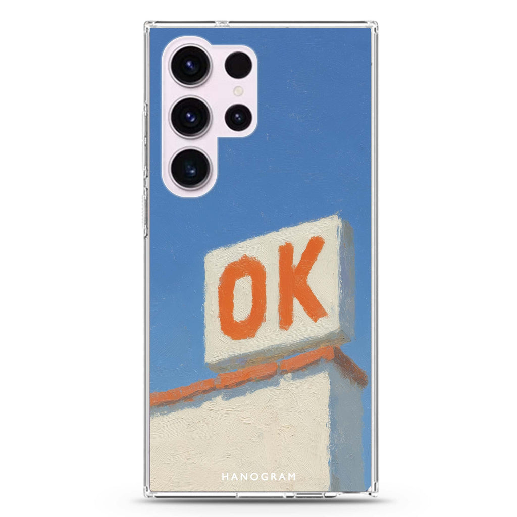 Sky Says OK Samsung Galaxy S26/S25/S24/S23/S22 Ultra ultra clear case, transparent design, main view