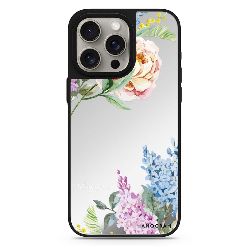 Tropical Floral personalized name MagSafe mirror case for iPhone 16/15/14 Pro Max and Pro, main view