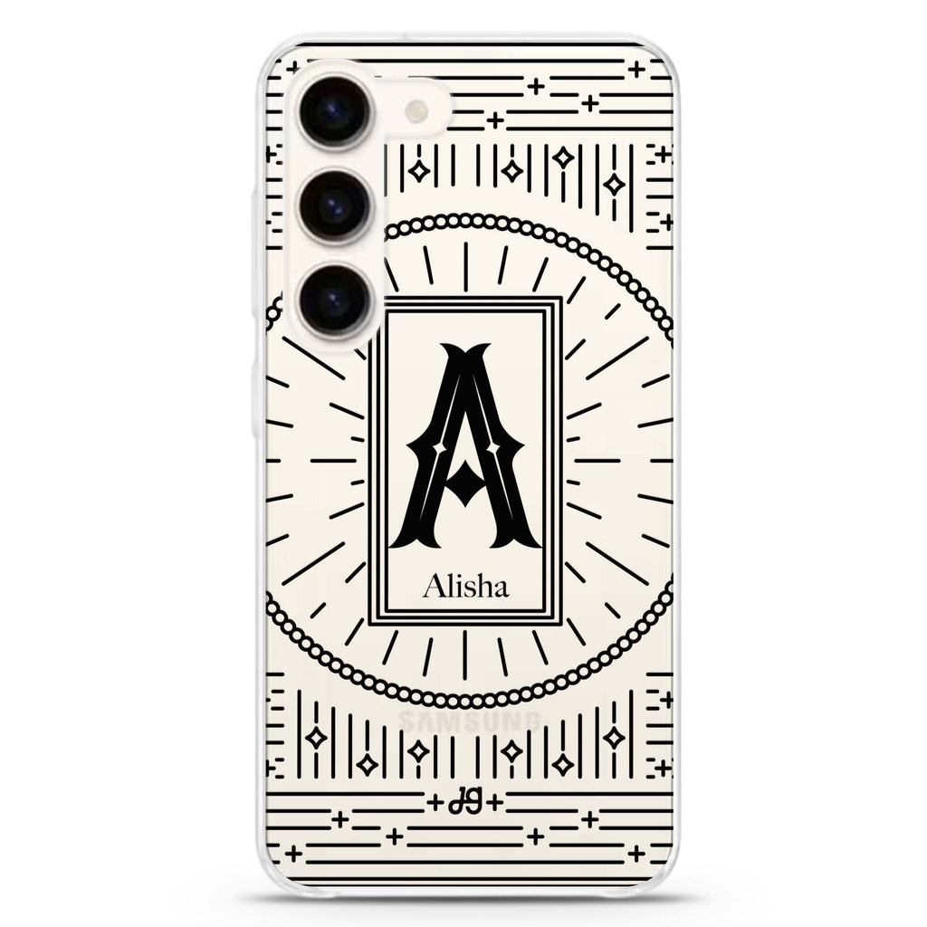 Artistic Monogram II ultra-clear case for Samsung Galaxy S23/S22, front view