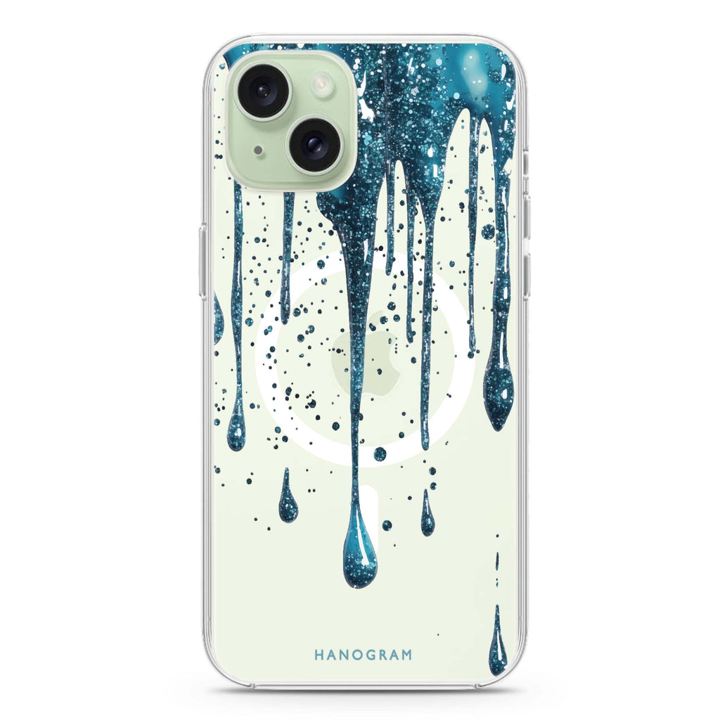Aqua Shimmer iPhone 15 Plus MagSafe Compatible Ultra Clear Case