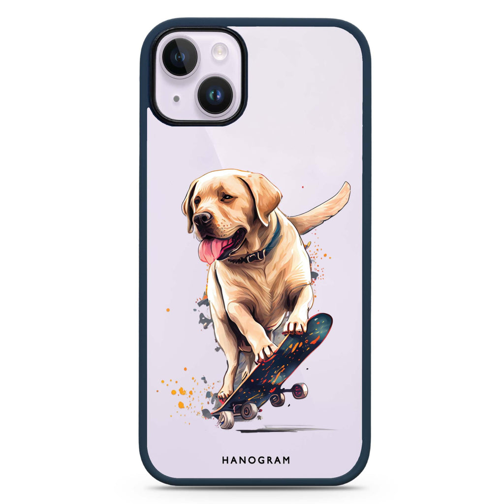 Dog on skateboard iPhone 15 Impact Guard Bumper Case