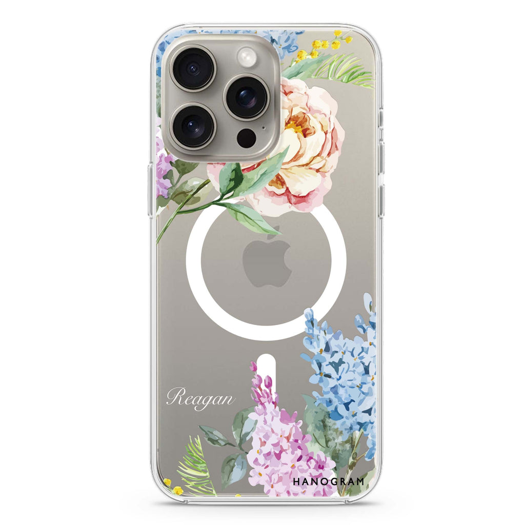 Tropical Floral iPhone 15 Pro MagSafe Compatible Ultra Clear Case