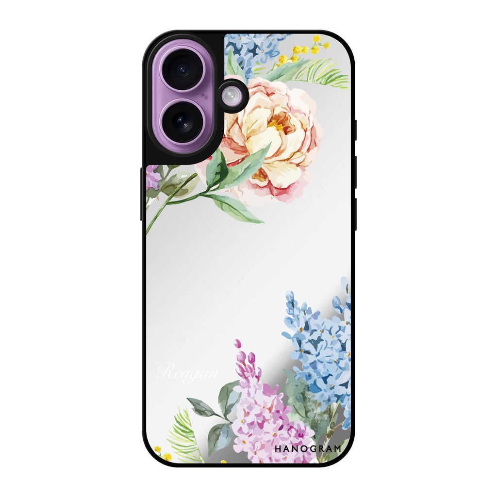 Reflective iPhone 16 Mirror Case –Tropical Floral Design