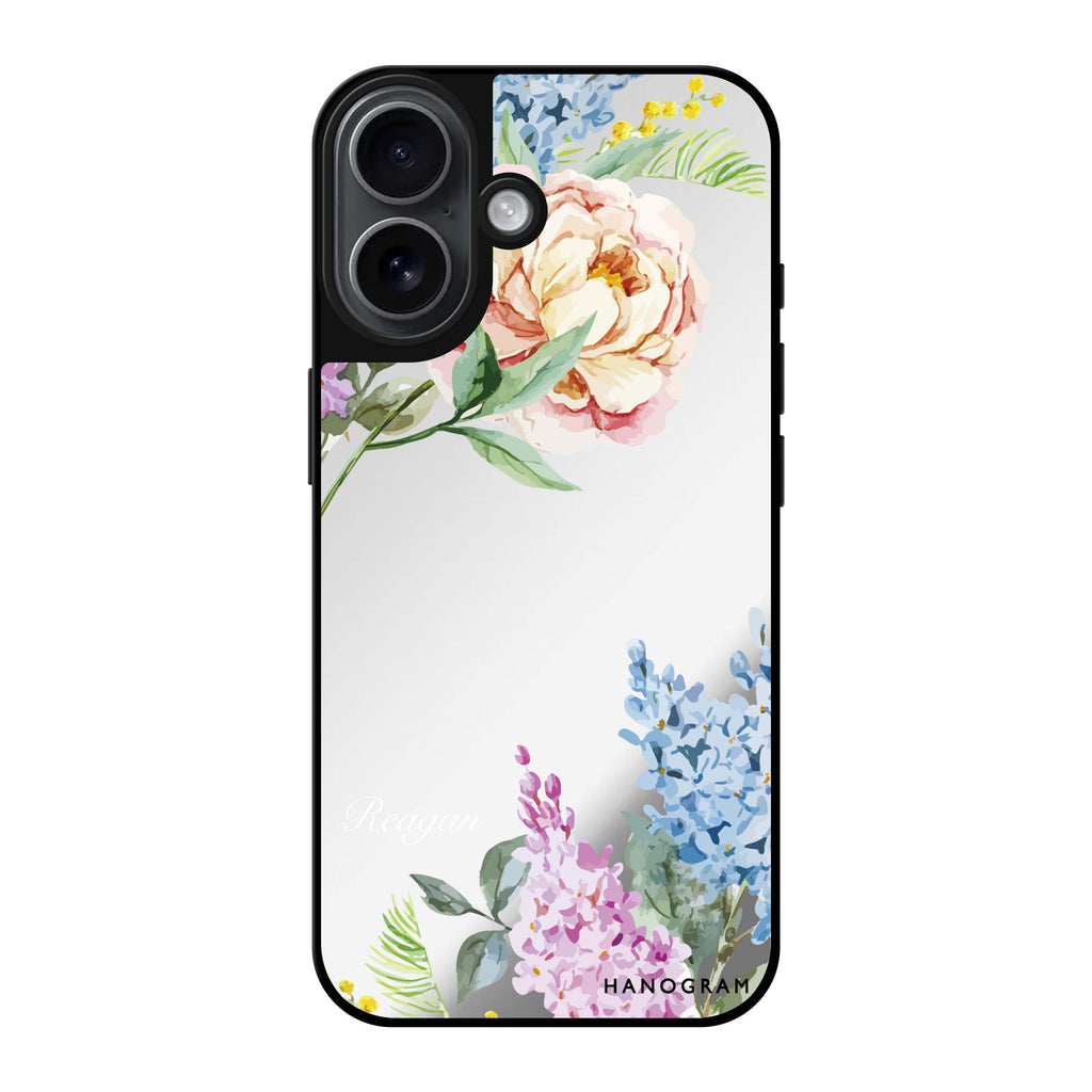 Reflective iPhone 16 Mirror Case –Tropical Floral Design