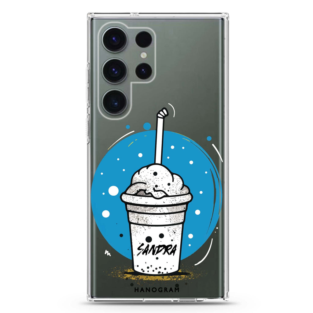 Frosty Delight personalized name Samsung Galaxy S26/S25/S24/S23/S22 Ultra ultra clear case, transparent design, main view