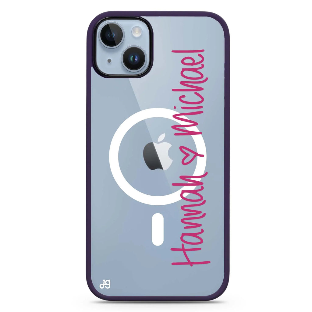 Vertical Names iPhone 14 Plus MagSafe Compatible Impact Guard Bumper Case