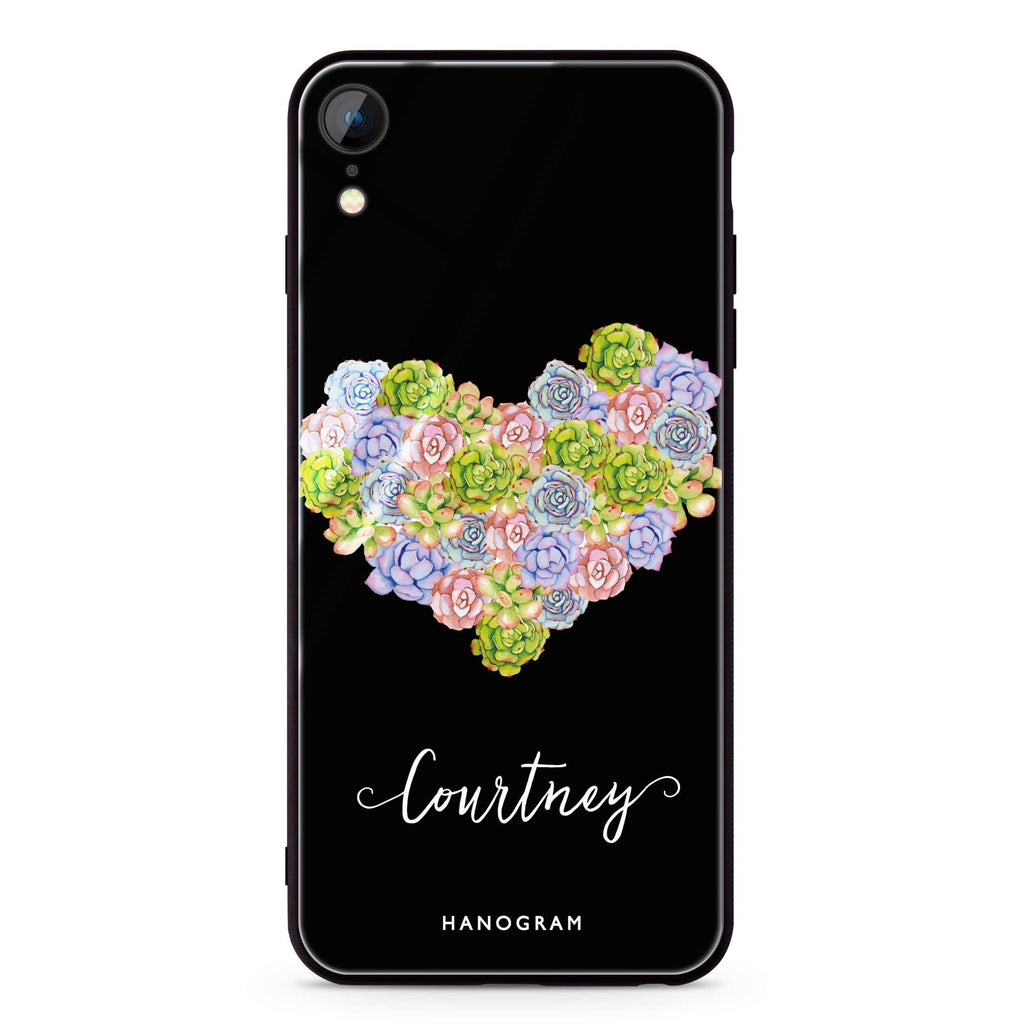 Floral Heart iPhone XR Glass Case