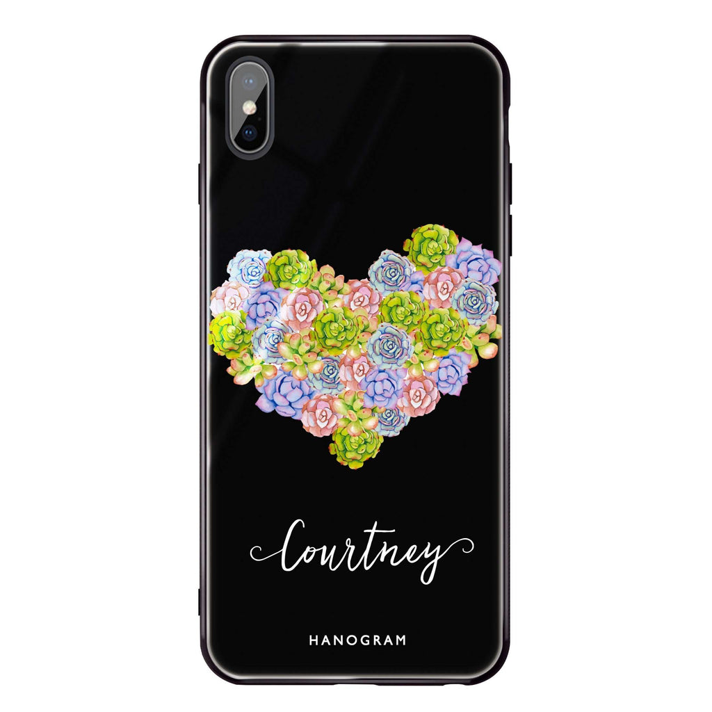Floral Heart iPhone X Glass Case