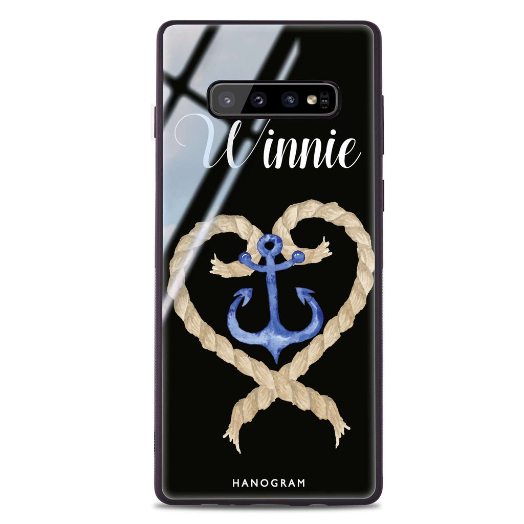 Heart & Anchor Samsung S10 Plus Glass Case