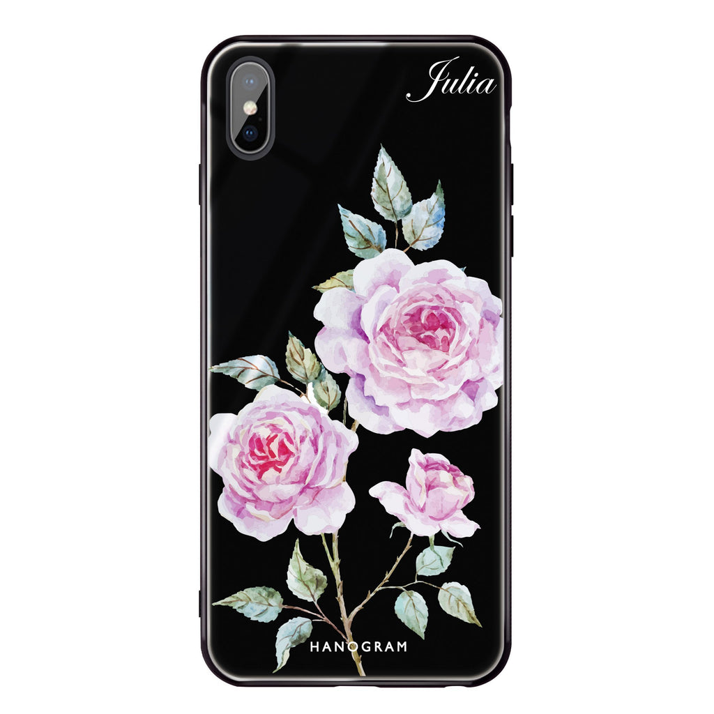 Simple Floral iPhone XS Glass Case