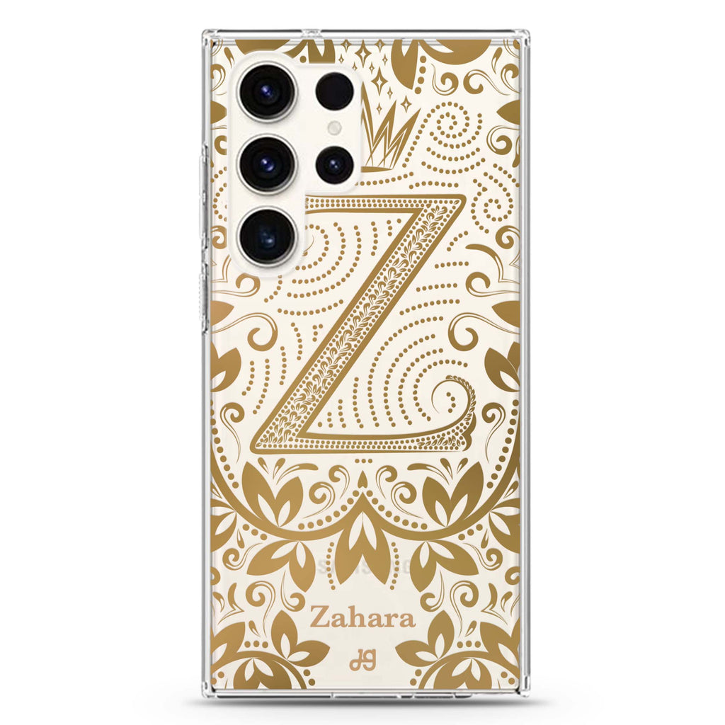 Royal Vintage Monogram Samsung Galaxy S26/S25/S24/S23/S22 Ultra ultra clear case, transparent design, main view