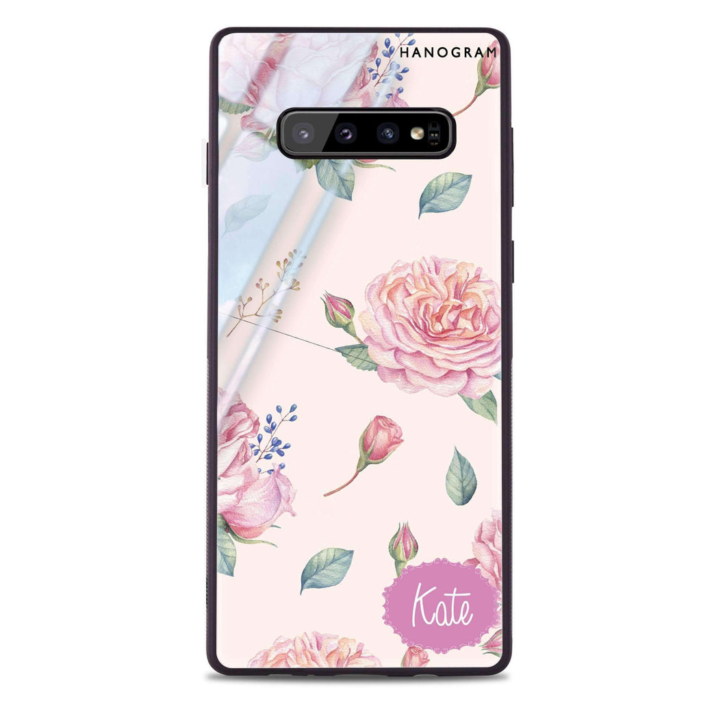 Pinky Flowers Samsung S10 Plus Glass Case