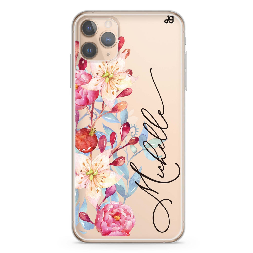 Pink Watercolor Floral Bouquet iPhone 11 Pro Max Ultra Clear Case