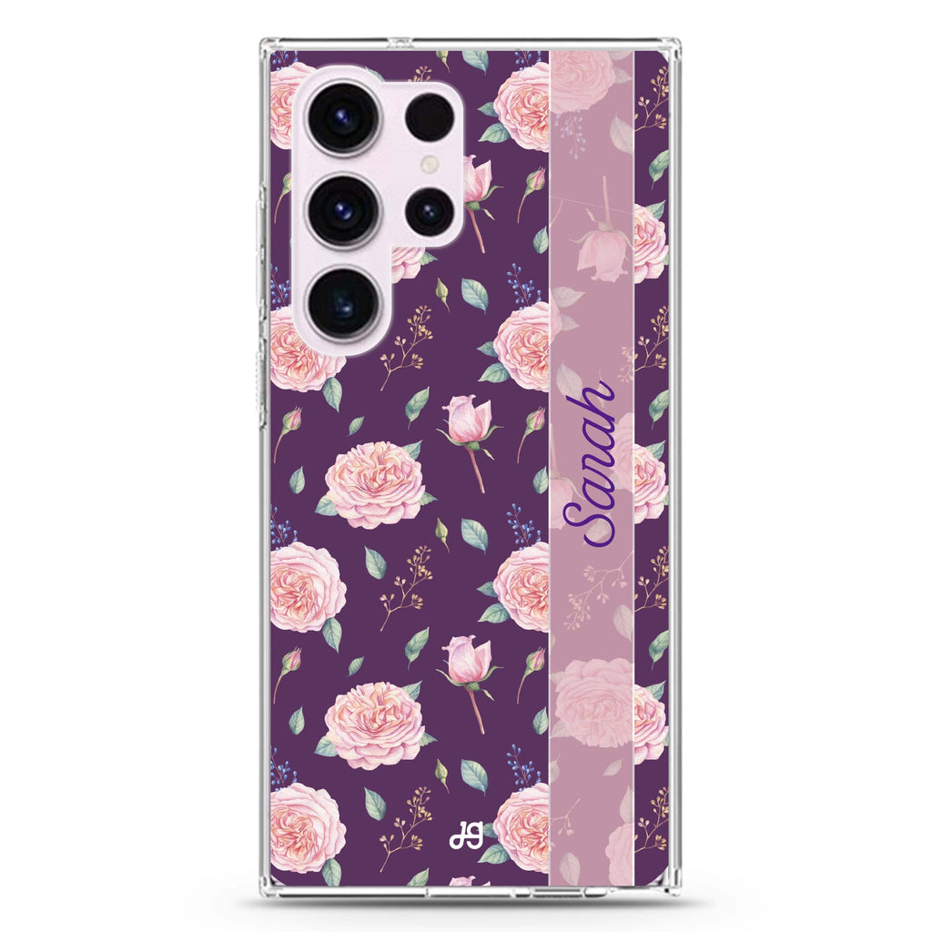 Naughty Purple personalized name Samsung Galaxy S26/S25/S24/S23/S22 Ultra ultra clear case, transparent design, main view