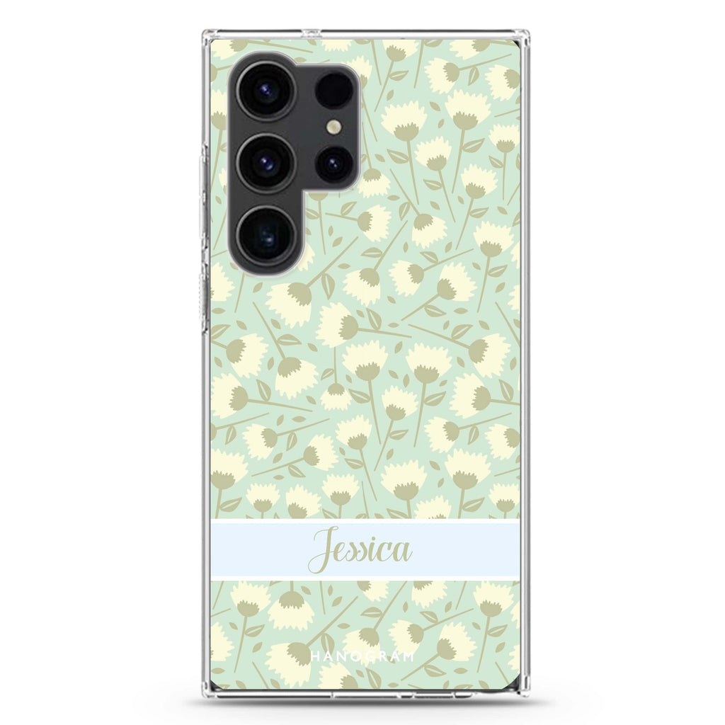 Cosy personalized name Samsung Galaxy S26/S25/S24/S23/S22 Ultra ultra clear case, transparent design, main view