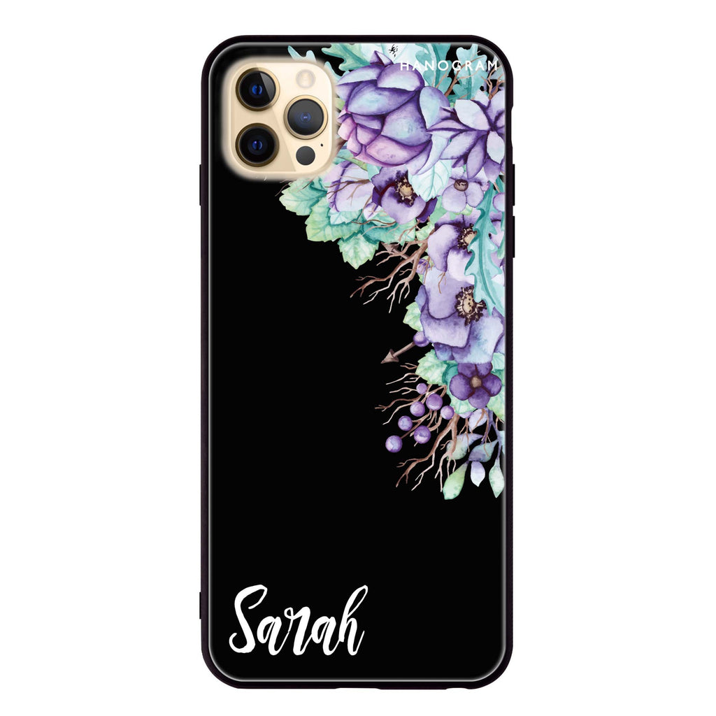 Purple Floral iPhone 12 Pro Max Glass Case