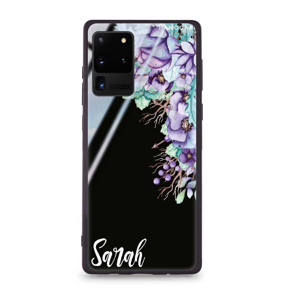Purple Floral Samsung S20 Ultra Glass Case