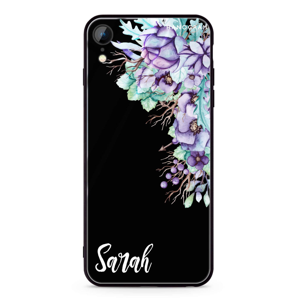 Purple Floral iPhone XR Glass Case