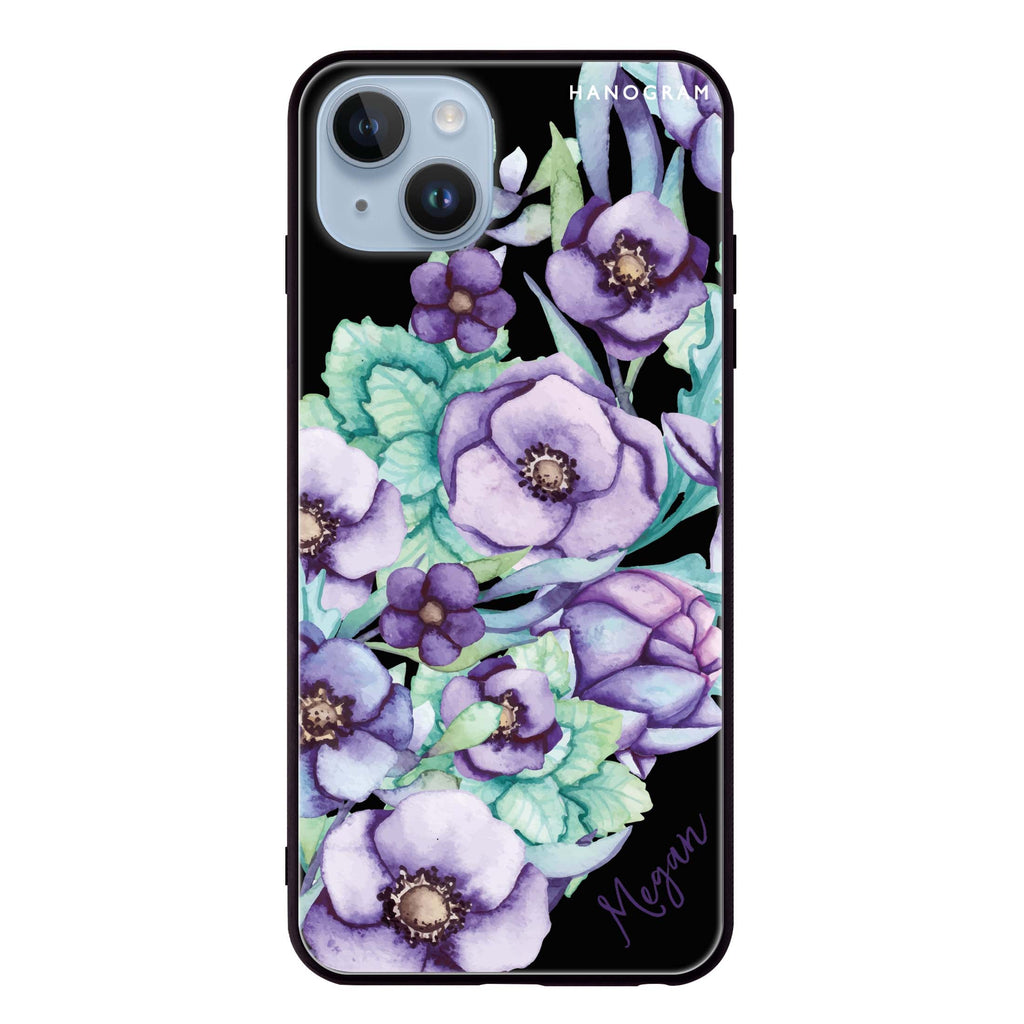 Purple Floral Il iPhone 14 Plus Glass Case