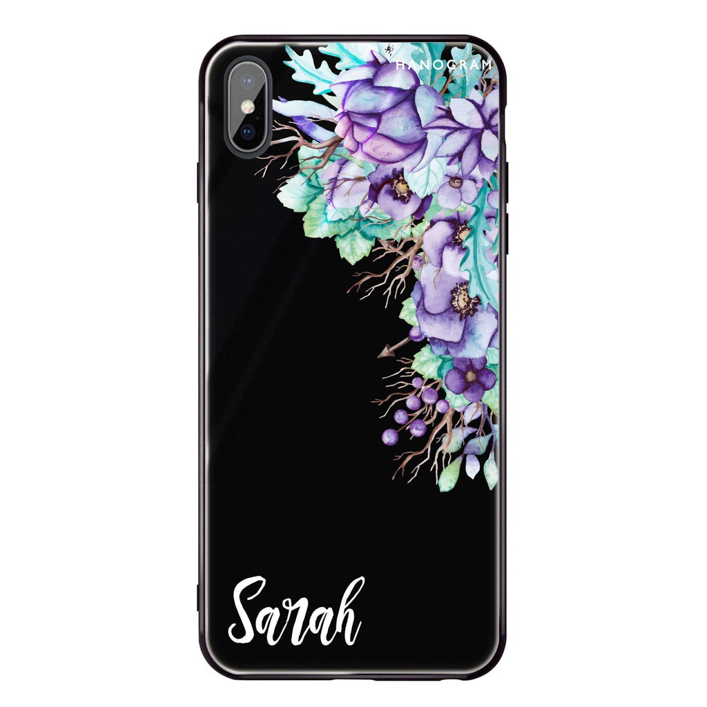 Purple Floral iPhone X Glass Case