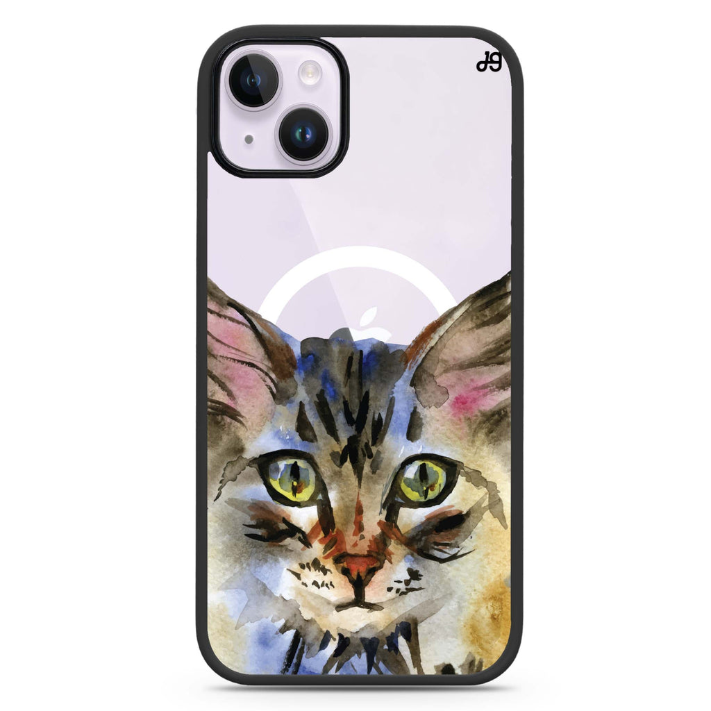 Watercolour Cat iPhone 14 Plus MagSafe Compatible Impact Guard Bumper Case
