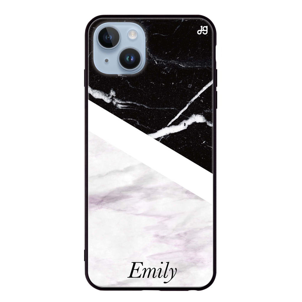 Black & White Marble iPhone 14 Plus Glass Case