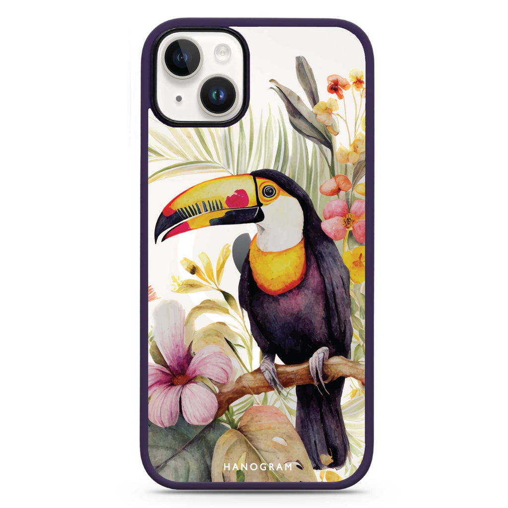 Tropical bird iPhone 14 Plus MagSafe Compatible Impact Guard Bumper Case