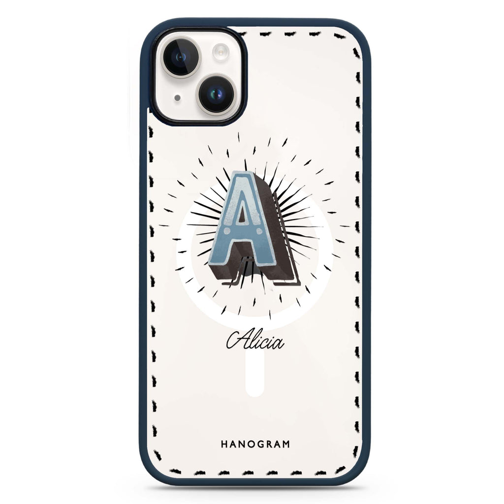 Artistic Monogram III iPhone 14 Plus MagSafe Compatible Impact Guard Bumper Case