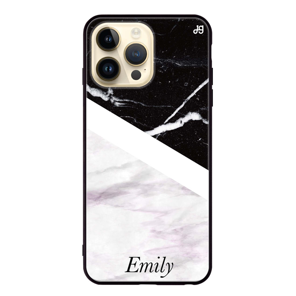 Black & White Marble iPhone 13 Pro Max Glass Case