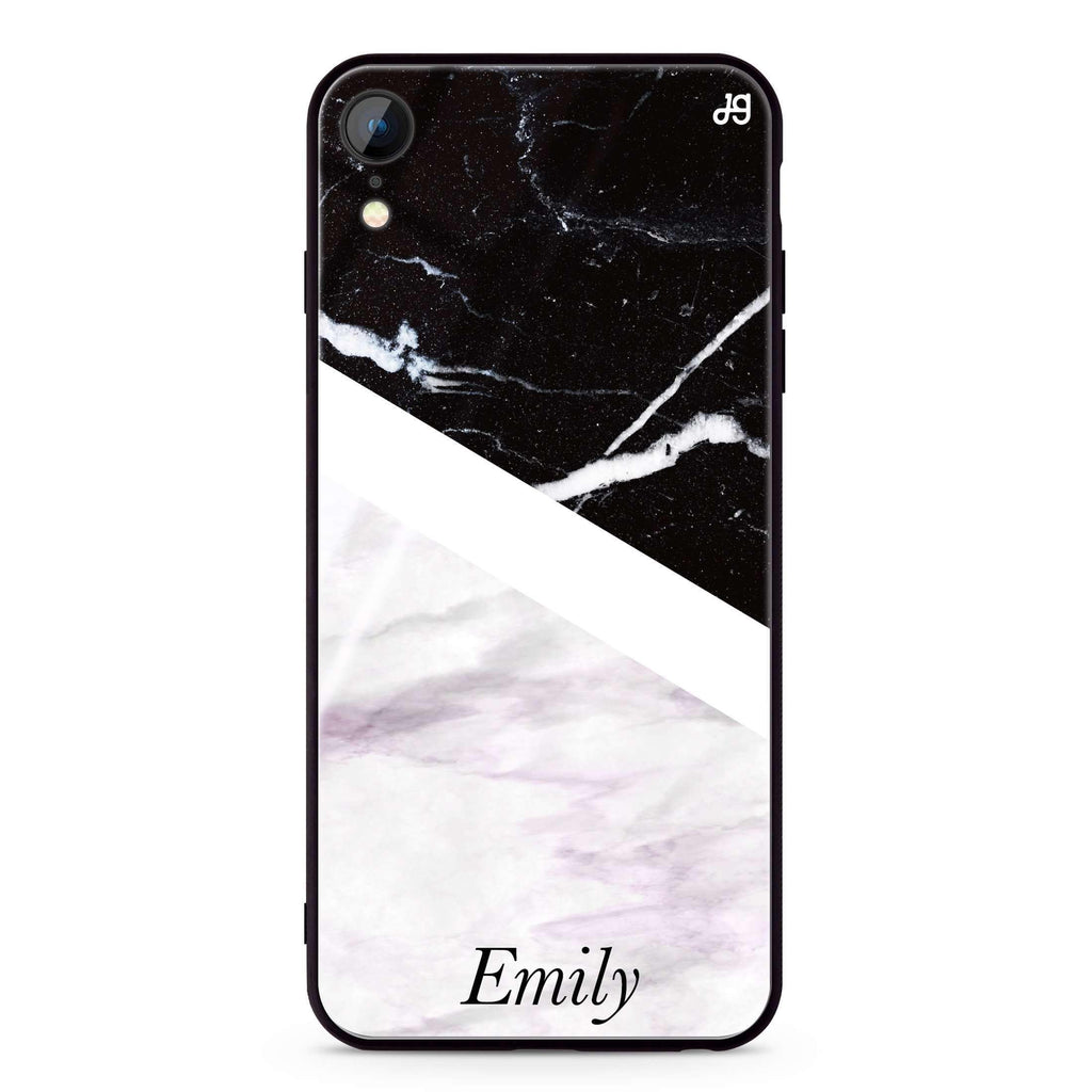 Black & White Marble iPhone XR Glass Case