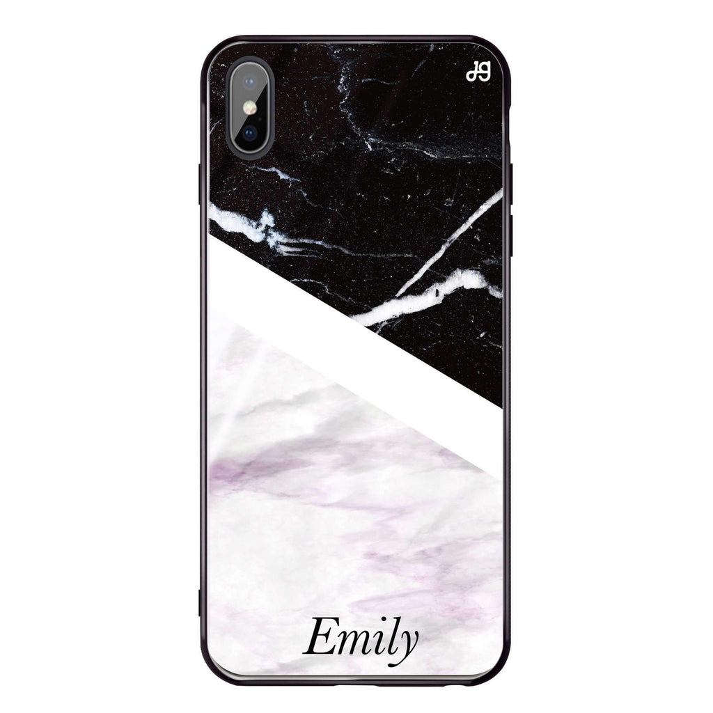 Black & White Marble iPhone XS Max Glass Case