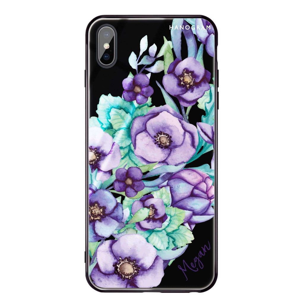 Purple Floral Il iPhone XS Glass Case