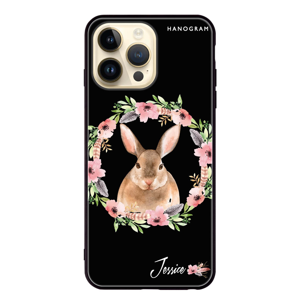 Floral Rabbit Glass Case