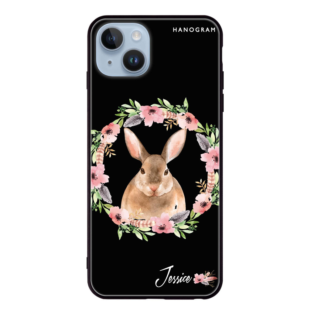 Floral Rabbit iPhone 14 Plus Glass Case