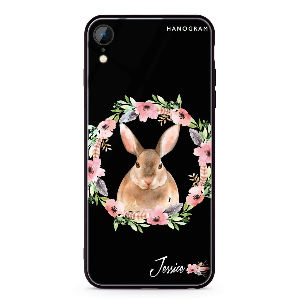 Floral Rabbit iPhone XR Glass Case