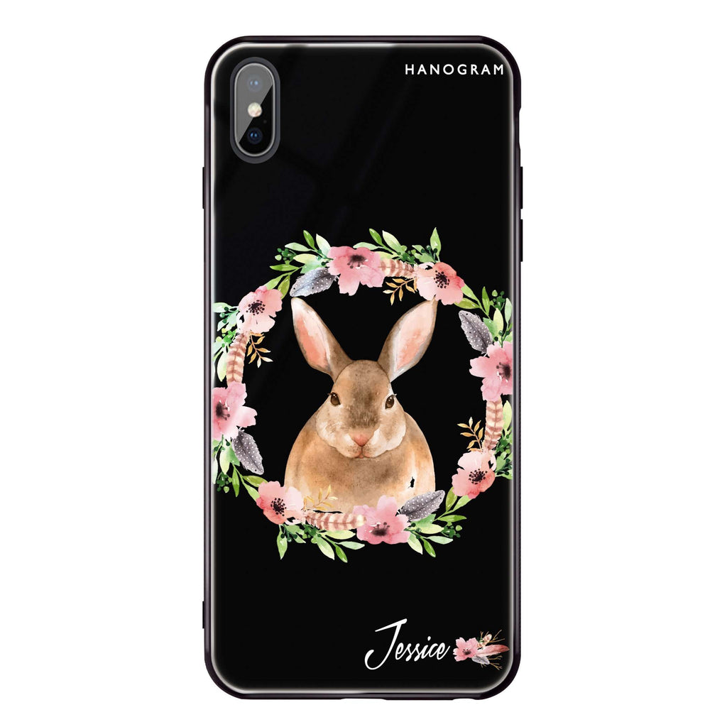Floral Rabbit iPhone XS Glass Case