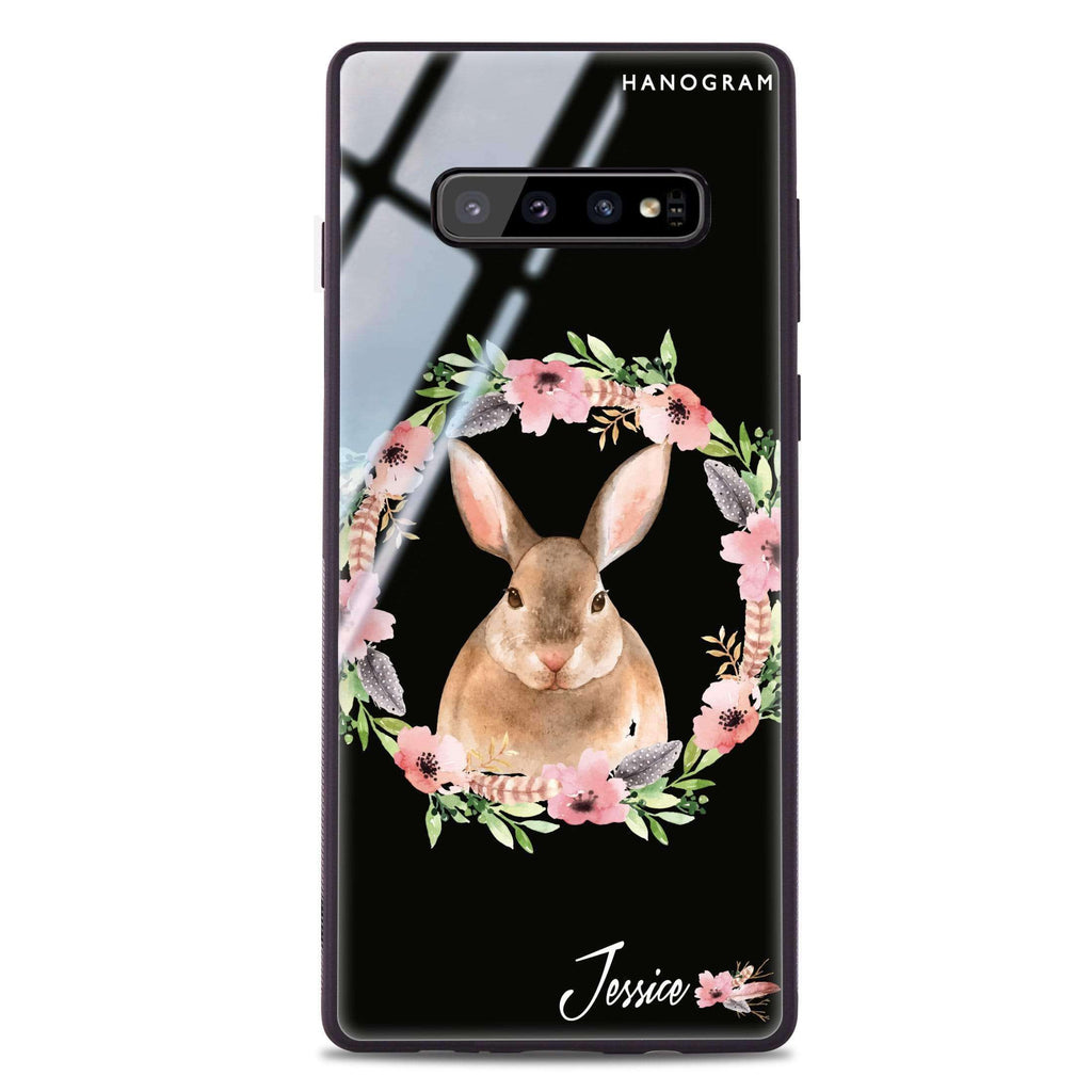 Floral Rabbit Samsung S10 Plus Glass Case