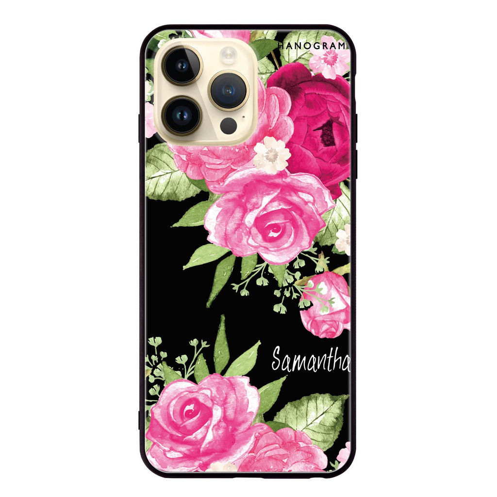 Watercolor Rose iPhone 14 Pro Max Glass Case
