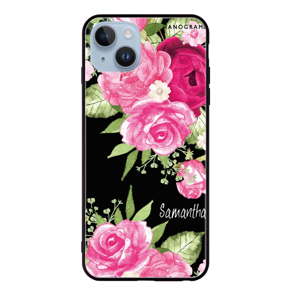 Watercolor Rose iPhone 14 Plus Glass Case