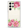 Watercolor Paeonia personalized name Samsung Galaxy S26/S25/S24/S23/S22 Ultra ultra clear case, transparent design, main view