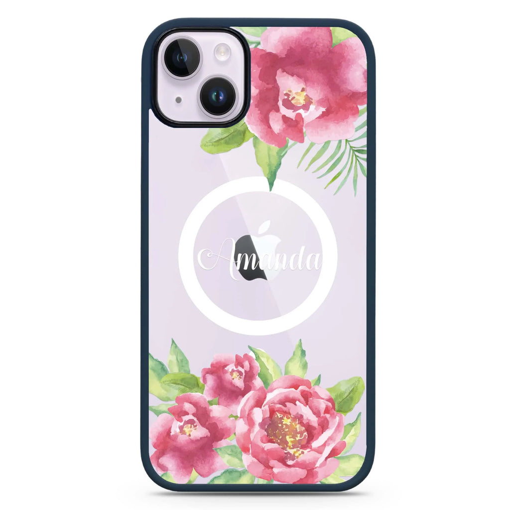 Watercolor Paeonia iPhone 14 Plus MagSafe Compatible Impact Guard Bumper Case
