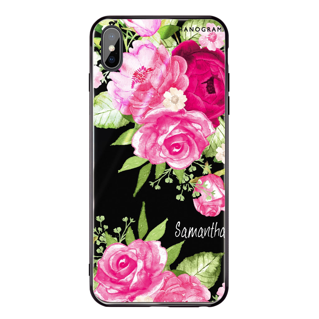 Watercolor Rose iPhone XS Glass Case
