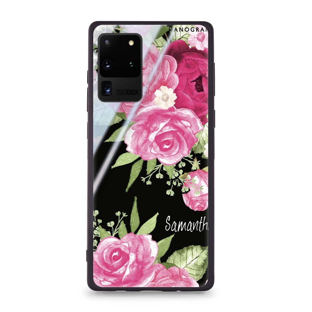 Watercolor Rose Samsung Glass Case