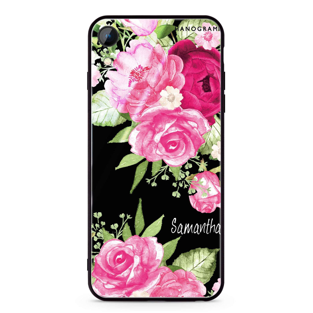 Watercolor Rose iPhone XR Glass Case
