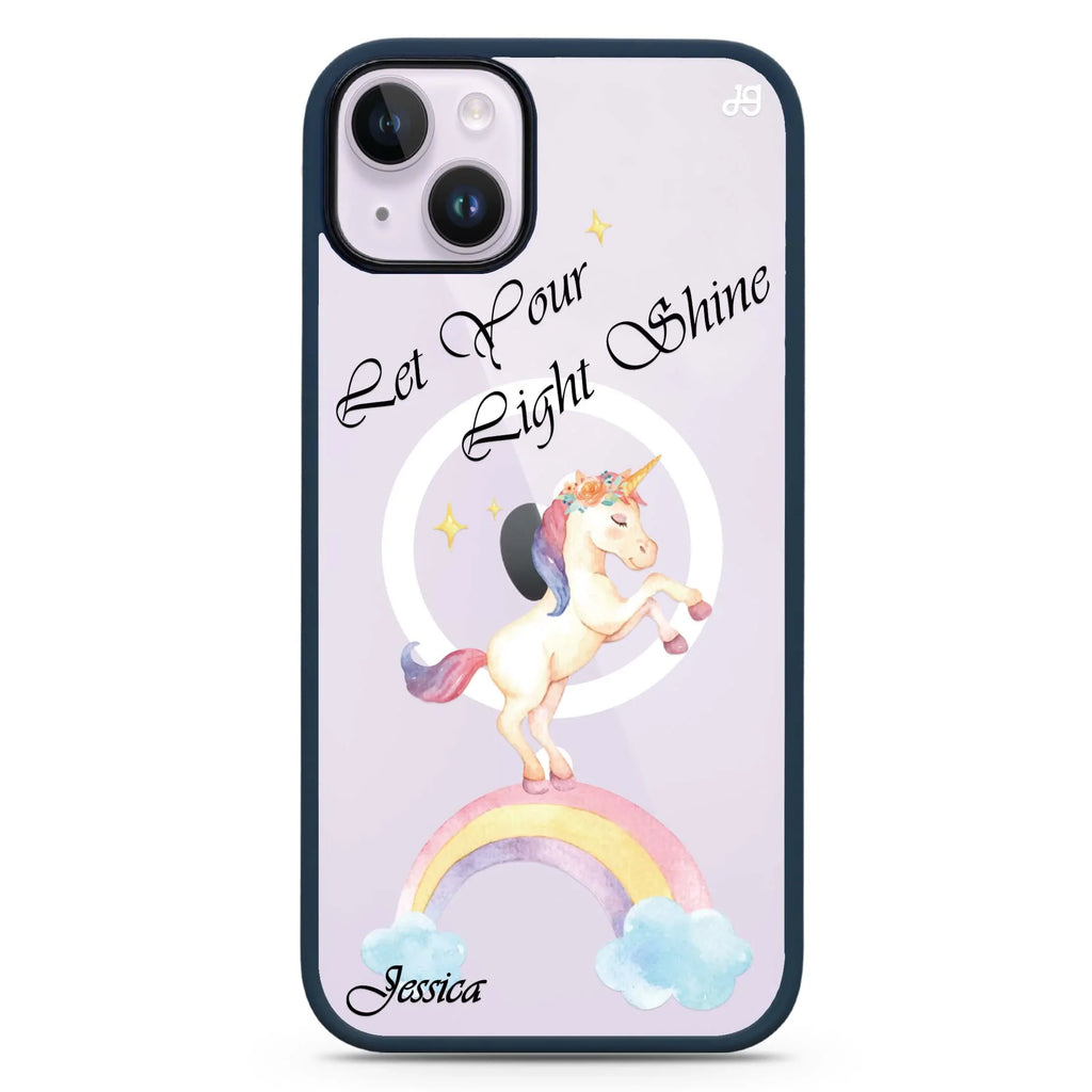 Rainbow Unicorn iPhone 14 Plus MagSafe Compatible Impact Guard Bumper Case