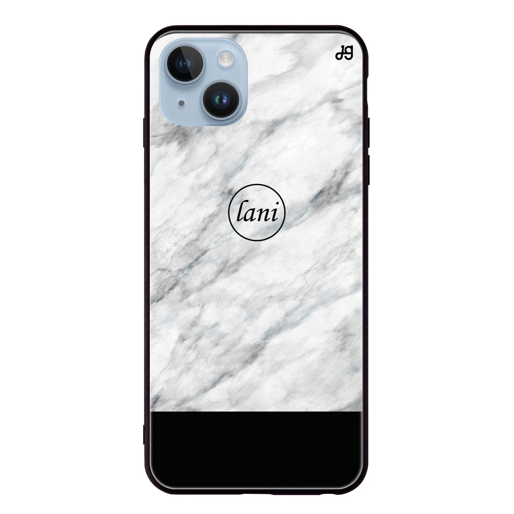White Marble Transparent iPhone 14 Plus Glass Case