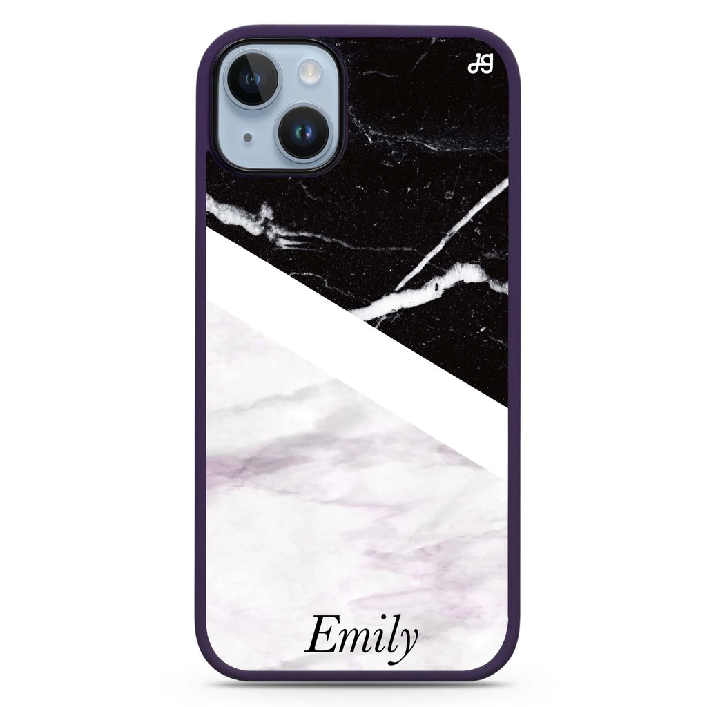 Black & White Marble iPhone 14 Plus MagSafe Compatible Impact Guard Bumper Case