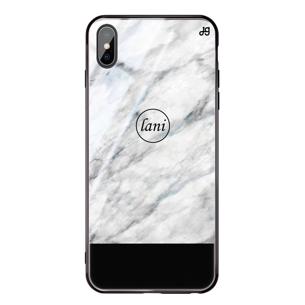 White Marble Transparent iPhone XS Max Glass Case